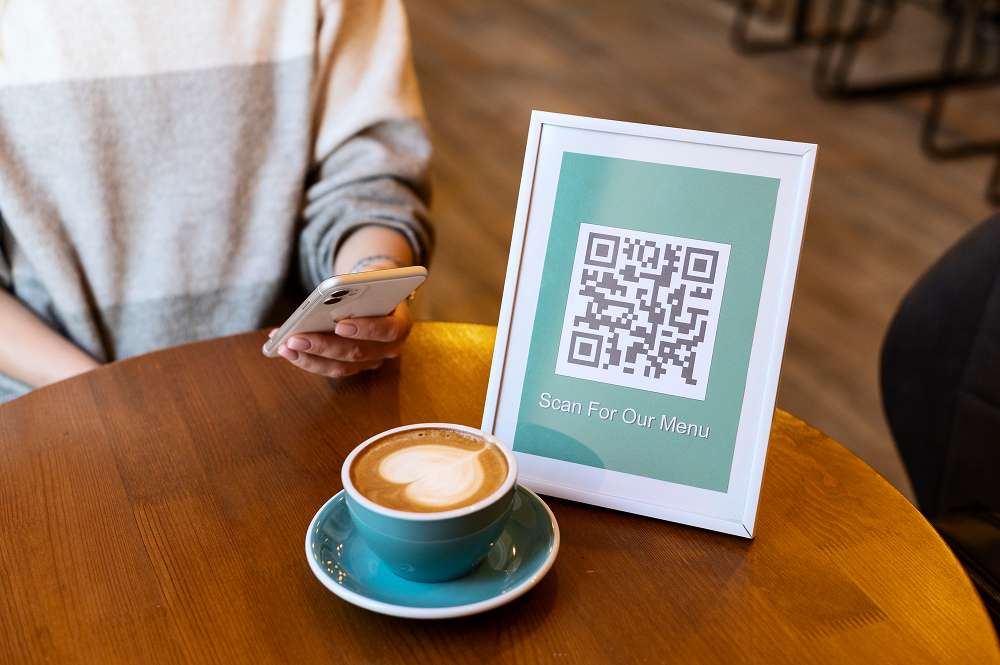 qr code marketing examples: in a coffe shop