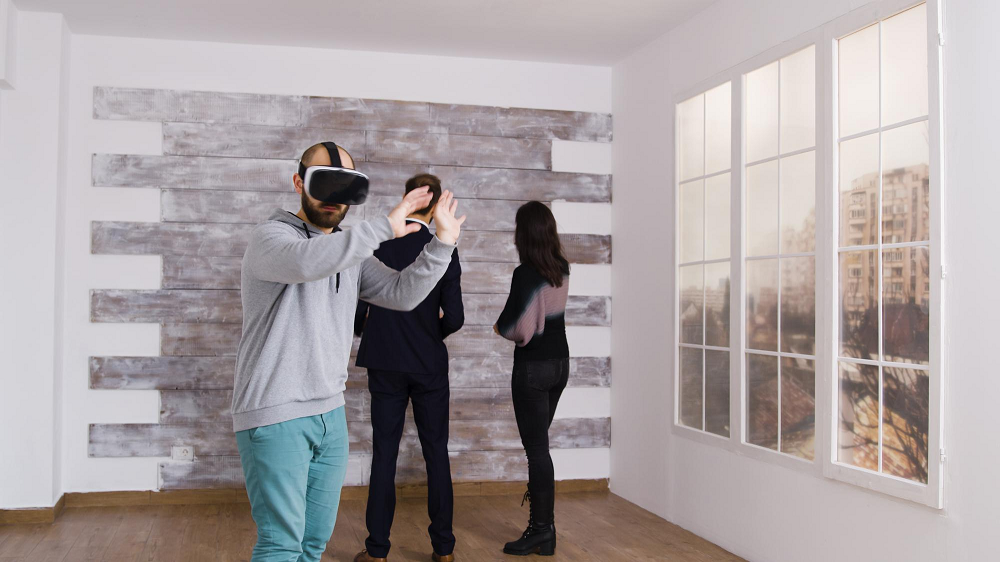 Virtual reality real estate tour in an apartament