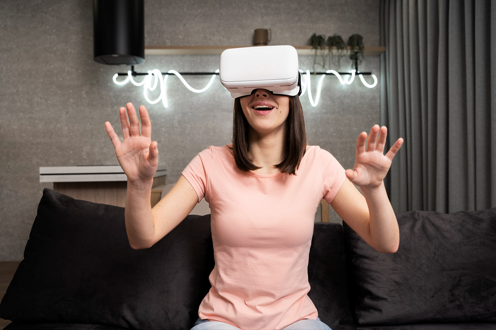 How Will the Metaverse Change Marketing?: Woman with metaverse glasses